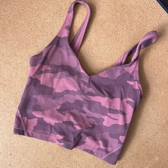 LULULEMON Pink Mauve Red Camo Align Bra Size 2 - Picture 1 of 3